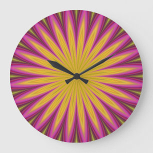 Surreal Flower with Purple & Yellow Petals Große Wanduhr