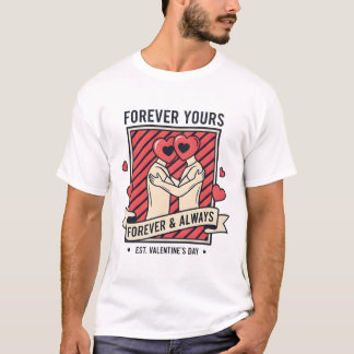 Surreal "Forever Yours" Heart-Headed Couple T-Shirt