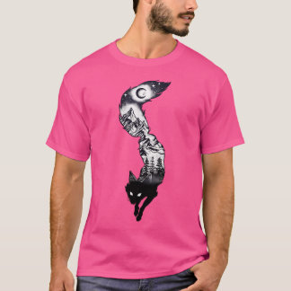Surreal Fox Silhouette mit Berg Tress Moon T-Shirt