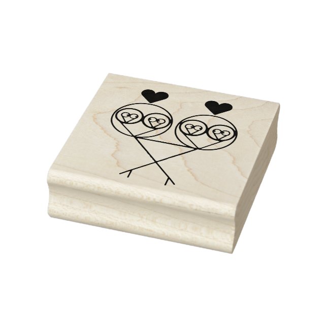 Surreal Fraktal Lovebirds Woodkunst Briefmarke Gummistempel (Stempel)