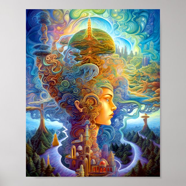 Surreal Frauenlandschaft Fantasy Art Poster (Vorne)