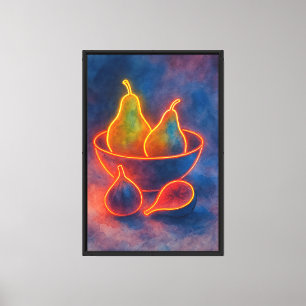 Surreal Frucht Still Life - Neon & Watercolor Leinwanddruck