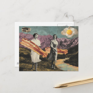 Surreal Frühstück Frauen Sonnenuntergang Ei Postkarte