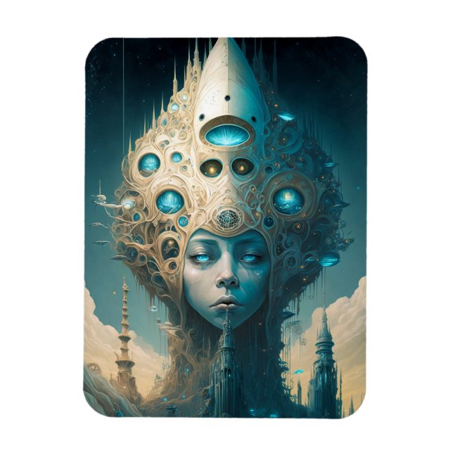 Surreal Futuristische Alien Woman Lanscape Magnet (Vertikal)