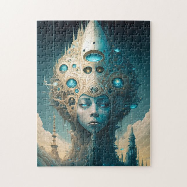 Surreal Futuristische Alien Woman Lanscape Puzzle (Vertikal)
