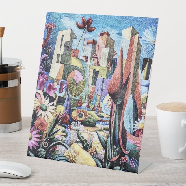 Surreal Garden - Blumenbild 1 Sockelschild (In Situ)