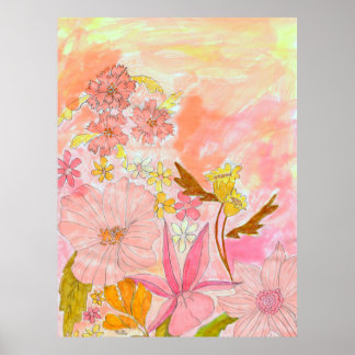 Surreal Garden Floral Pasta Rodelbahn mit Aussicht Poster