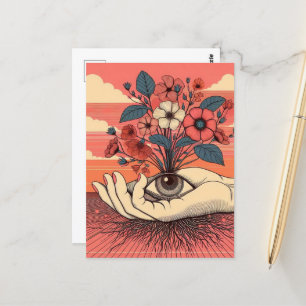 Surreal Gardeners Hand mit Auge Postkarte