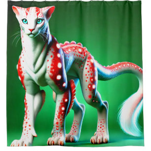 Surreal gefleckte Katze leuchtender Farbkontrast Duschvorhang