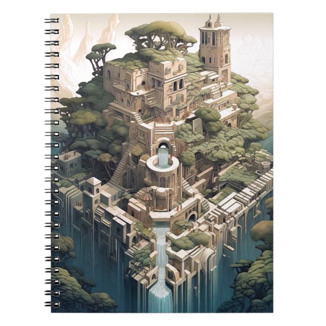 Surreal Geometric City Landscape Fantasy Art Notizblock (Vorderseite)