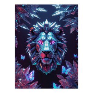 Surreal Geometric Lion Jungle - Futuristisches Pos Poster