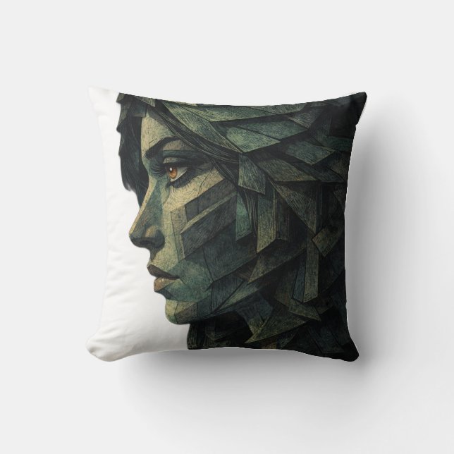 Surreal Geometric Woman Cubist Art Kissen (Vorderseite)