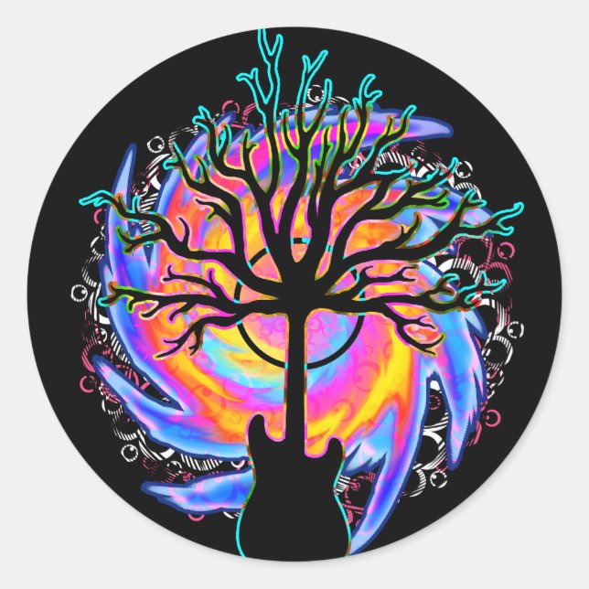 Surreal-Gitarre-Sticker "Psychedelic Sonic Cyclone Runder Aufkleber (Vorderseite)