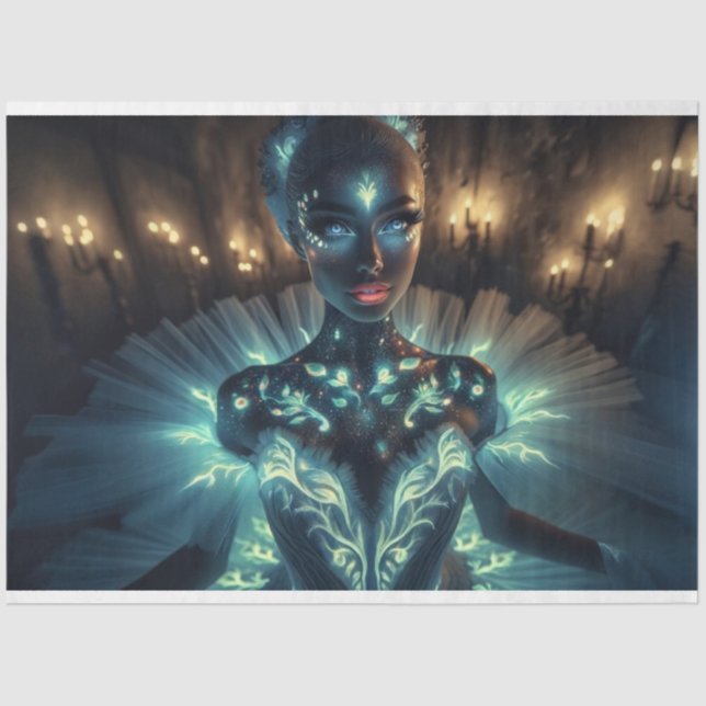 Surreal glühendes Ballerina Decoupage Paper Seidenpapier (Vorderseite)