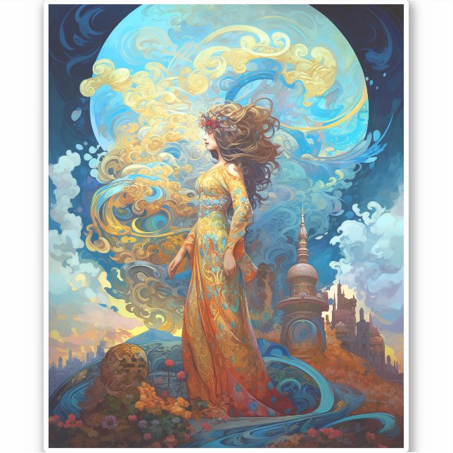 Surreal Goddess Queen Fantasy Art Aufkleber (Vorderseite)