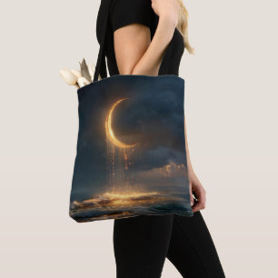 Surreal Goldener Halbmond über dem Ozean