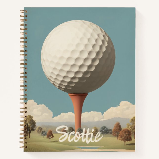 Surreal Golf Ball Landscape Notizbuch (Vorderseite)