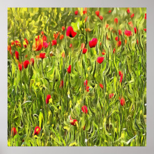 Surreal Hypnotic Poppies Poster