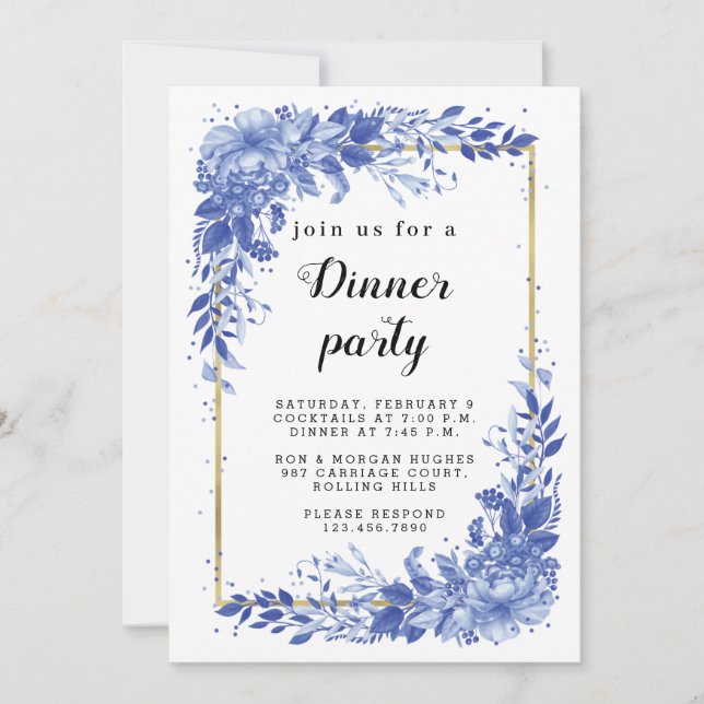 Surreal Indigo Bouquet - Party Invitation, wedding Save The Date (Vorderseite)