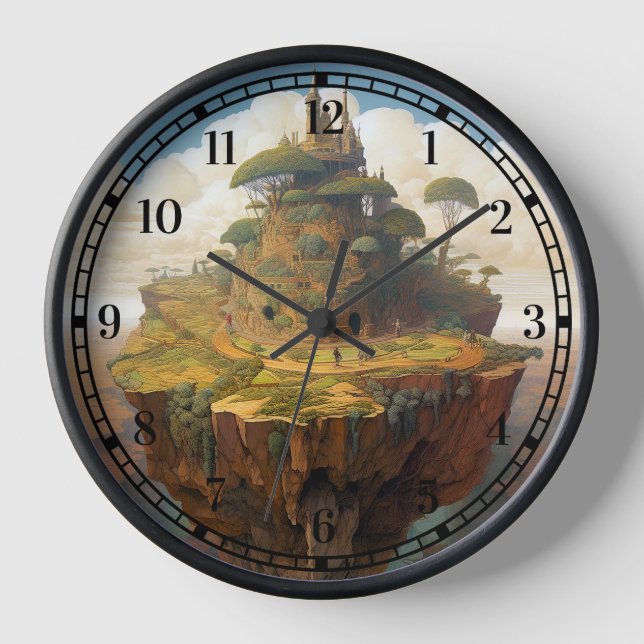 Surreal Island Landschaft Fantasy Art Uhr (Vorderseite)