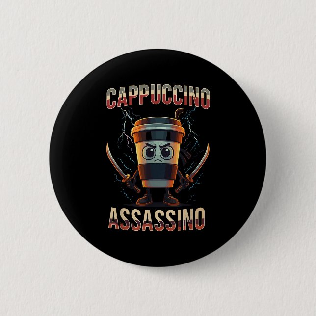 Surreal Italienisch Brainrot Cappuccino Inn Funny  Button (Vorderseite)