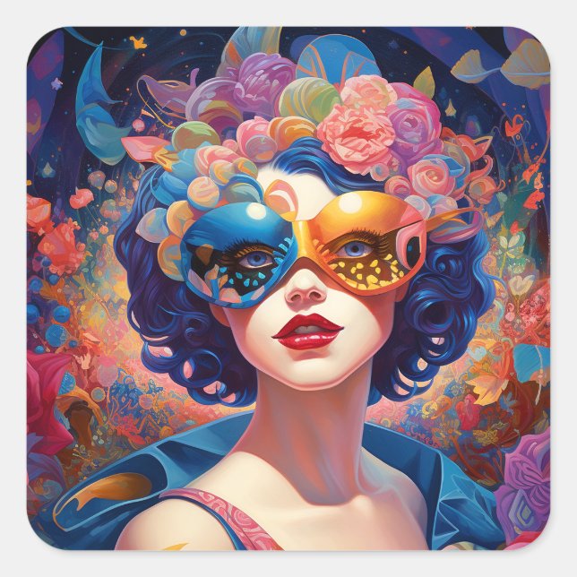 Surreal Lady Fantasy Art Quadratischer Aufkleber (Vorderseite)