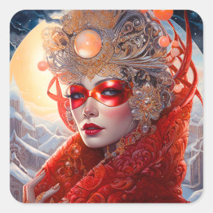 Surreal Lady Fantasy Art Quadratischer Aufkleber