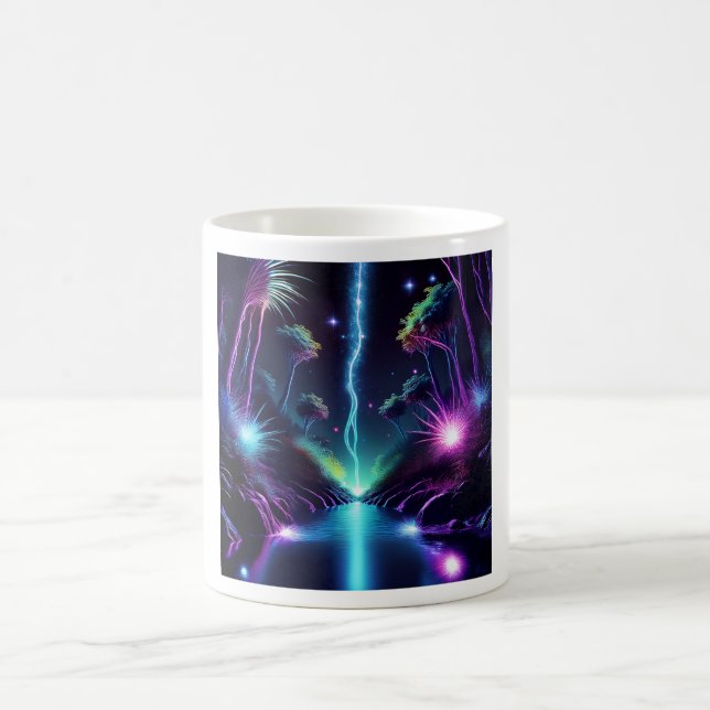 Surreal Landscape Blitzschlag Neon Stream Kaffeetasse (Mittel)