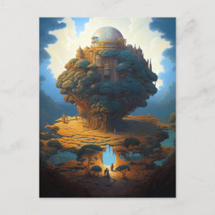 Surreal Landscape Earth Tower Fantasy Art Postkarte