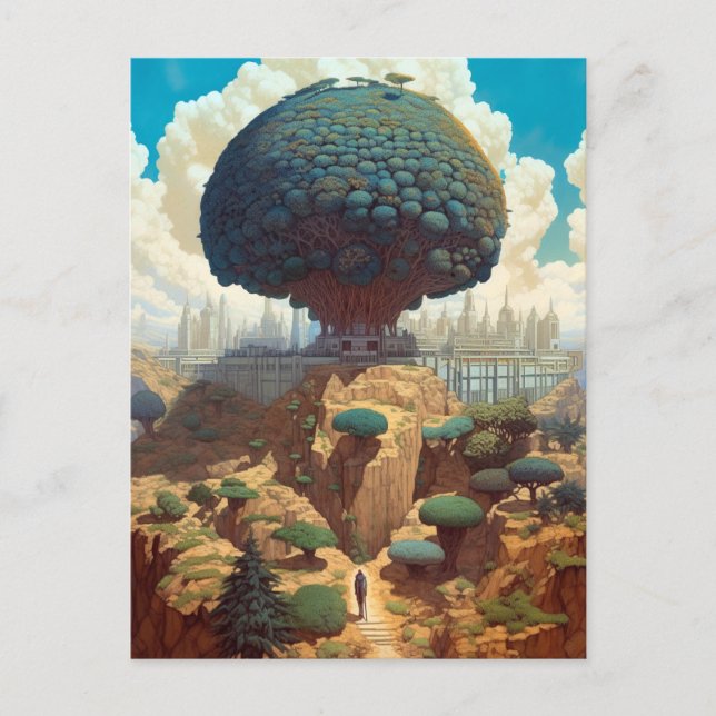 Surreal Landscape Giant Tree Fantasy Kunst Postkarte (Vorderseite)