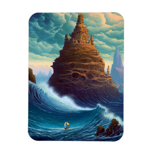 Surreal Landscape Towering City Fantasy Art Magnet