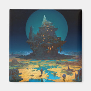Surreal Landscape Towering City Fantasy Art Magnet