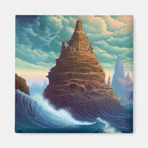 Surreal Landscape Towering City Fantasy Art Magnet