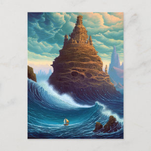 Surreal Landscape Towering City Fantasy Art Postkarte