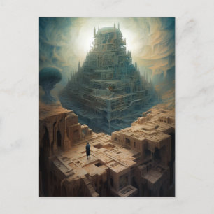 Surreal Landscape Towering City Fantasy Art Postkarte