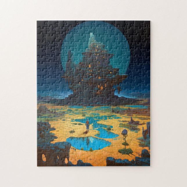 Surreal Landscape Towering City Fantasy Art Puzzle (Vertikal)