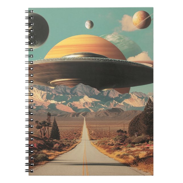 Surreal Landscape with Road, UFO and Saturn  Notizblock (Vorderseite)