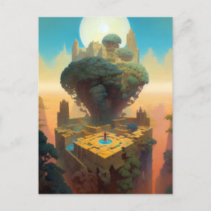 Surreal Landschaft Burgen von Bellinzona Postkarte