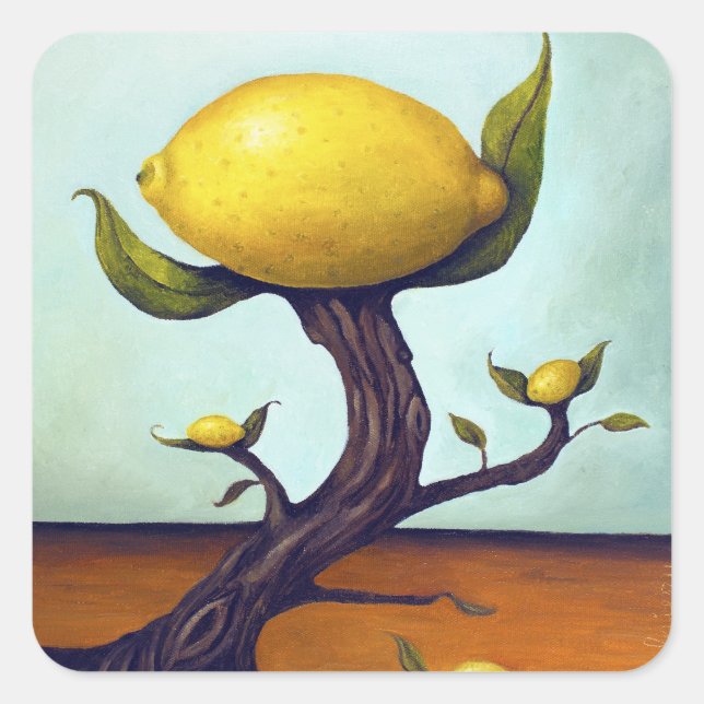 Surreal Lemon Tree Quadratischer Aufkleber (Vorderseite)
