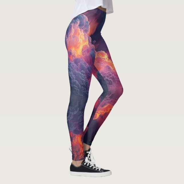 Surreal leuchtende Sonnenuntergangswolken, die sic Leggings (Rechts)