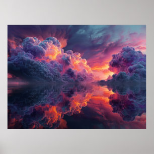 Surreal leuchtende Wolken des Sonnenuntergangs, ge Poster