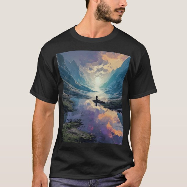 Surreal Lila & Blue Meditation Dreamscape T-Shirt (Vorderseite)