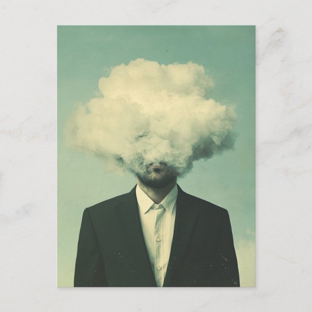 Surreal Man Head in der Cloud Postkarte (Vorderseite)