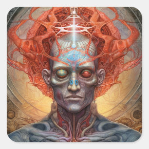 Surreal Man Visionary Art Quadratischer Aufkleber