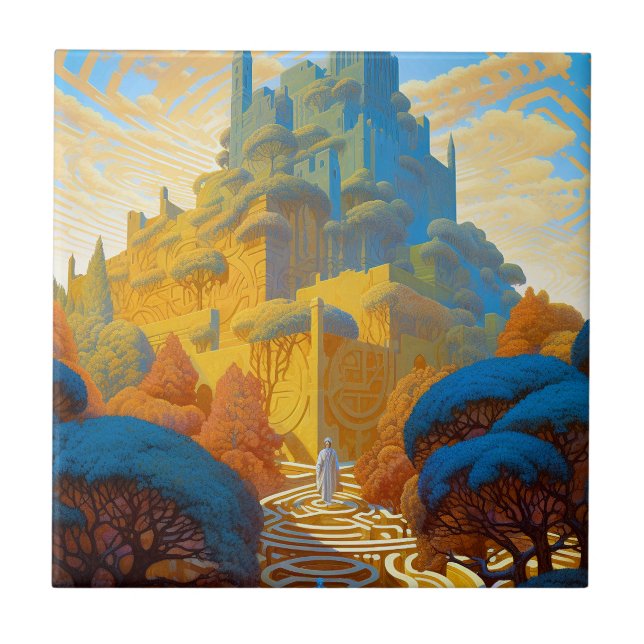 Surreal Maze City Fliese (Vorderseite)