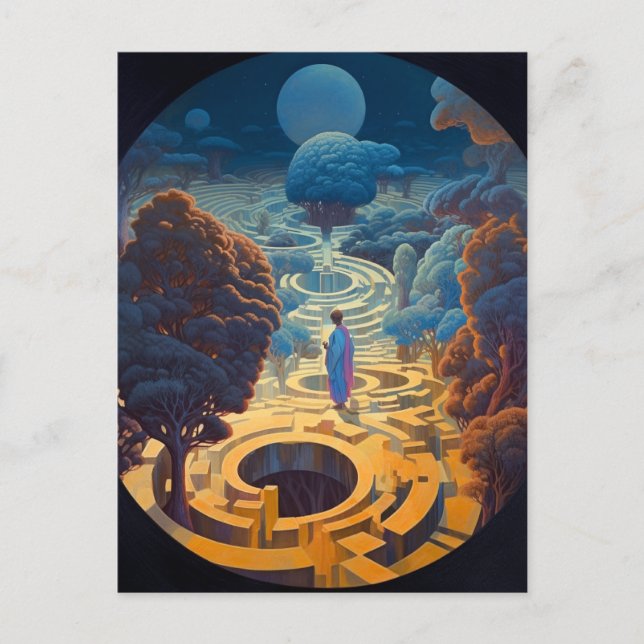 Surreal Maze Landscape Fantasy Art Postkarte (Vorderseite)