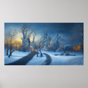 Surreal Moderne Abstrakte Winterherrschaft Schnee  Poster