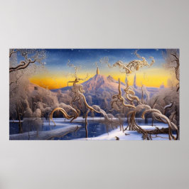 Surreal Moderne Abstrakte Winterlandschaft Poster