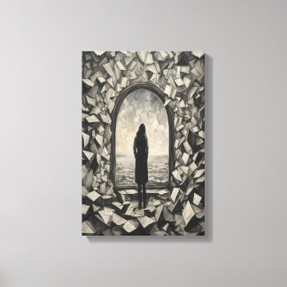 Surreal monochrome schwebende Papiere Wandkunst Le Leinwanddruck