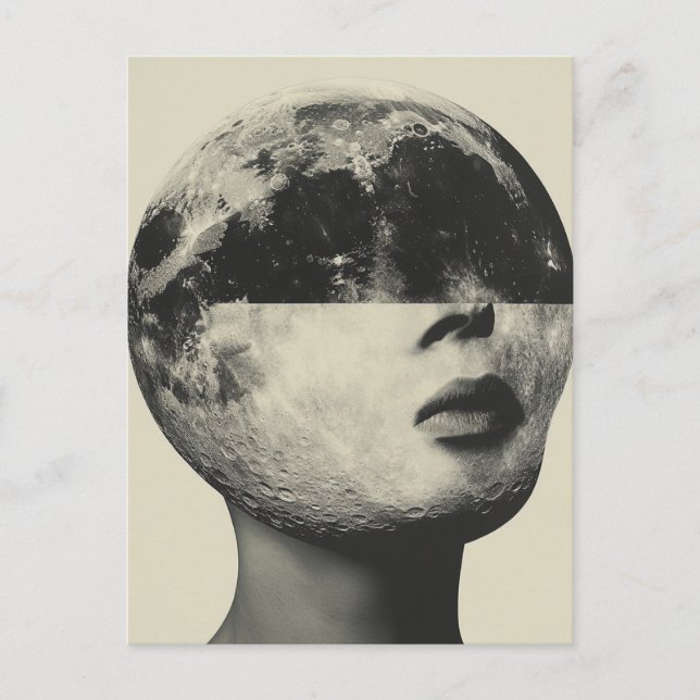 Surreal Moon Person Collage Postkarte (Vorderseite)